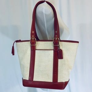 NEW AUTHENTIC COACH BAG! RED LEATHER TRIM